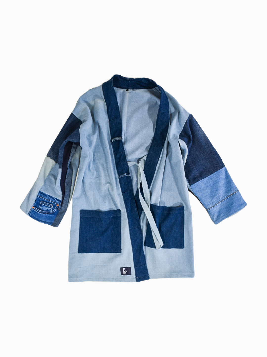 IF DENIM Patchwork Kimono Mid-Length L