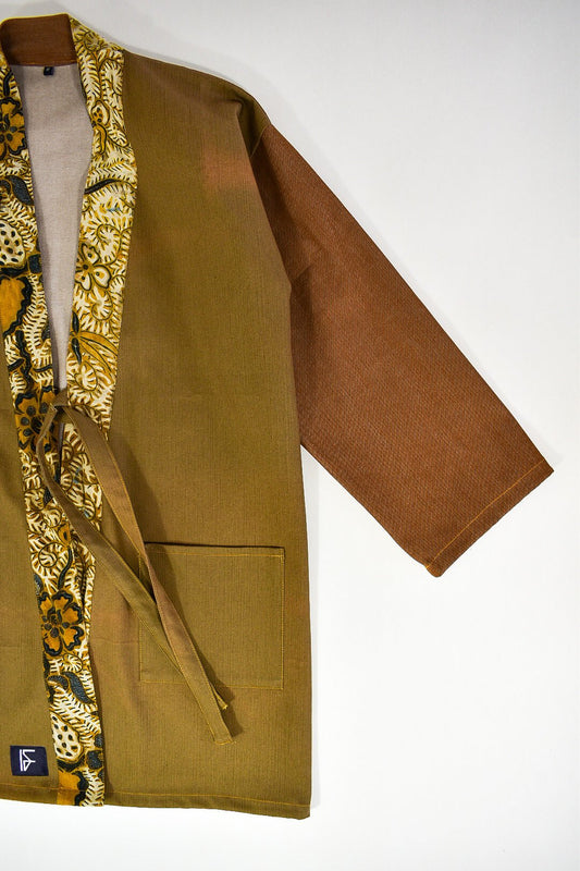 IF DENIM |  Sustainable Batik Kimono Cognac M - IF DENIM