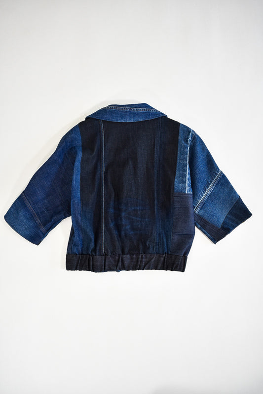 ALS DENIM | Duurzaam handgemaakt cropped vintage jasje M