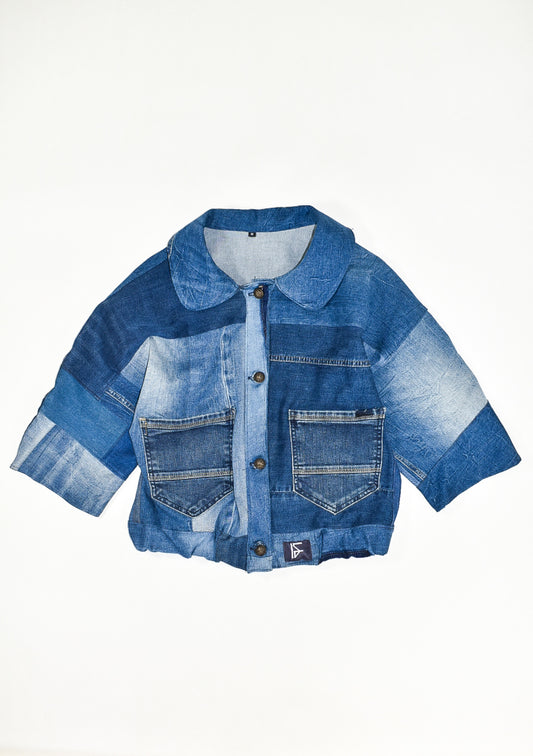 ALS DENIM | Duurzame handgemaakte cropped vintage jas XS