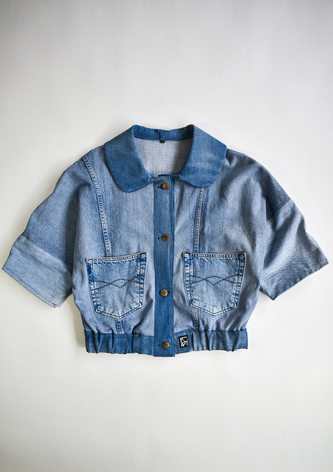ALS DENIM | Duurzaam handgemaakt cropped vintage jasje XL
