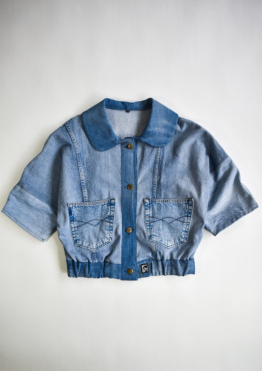 IF DENIM | Sustainable Handcrafted Cropped Vintage Jacket XL - IF DENIM