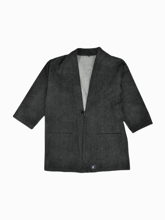 IF DENIM | Kimono Heavyweight Black Denim Mid-length - IF DENIM