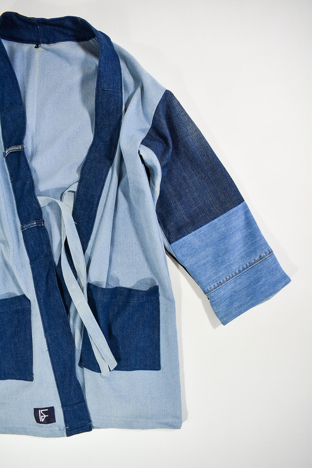 ALS DENIM | Duurzame patchwork-kimono, halflang L