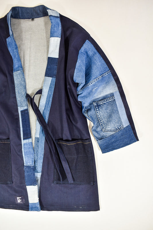 IF DENIM | Sustainable Patchwork Kimono Mid-Length L - IF DENIM