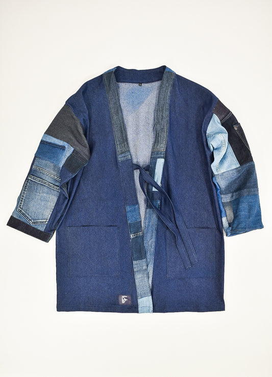 IF DENIM | Sustainable Patchwork Kimono Mid-Length L - IF DENIM