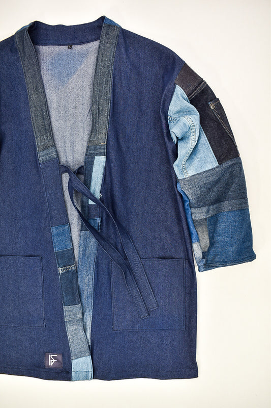 IF DENIM | Sustainable Patchwork Kimono Mid-Length L - IF DENIM
