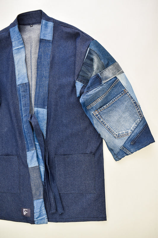 IF DENIM | Sustainable Patchwork Kimono Mid-Length M - IF DENIM