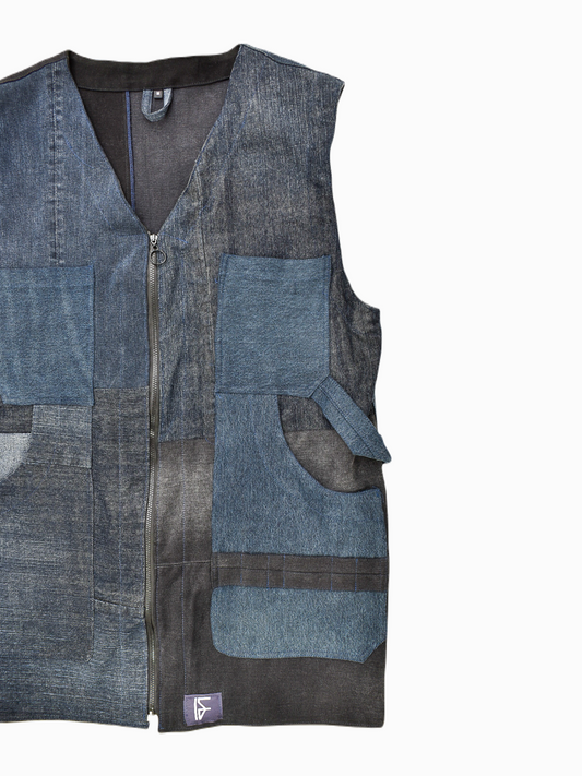 IF DENIM | Sustainable Patchwork Painter Vest M - IF DENIM