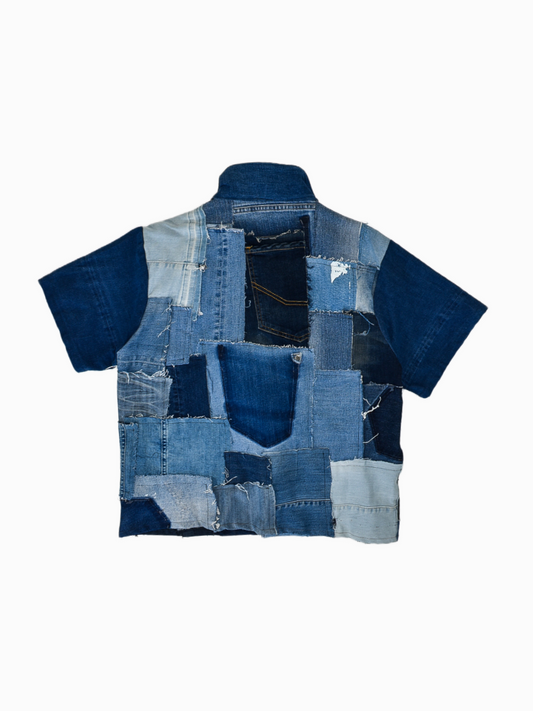 ALS DENIM | Duurzame handgemaakte cropped vintage jas XS