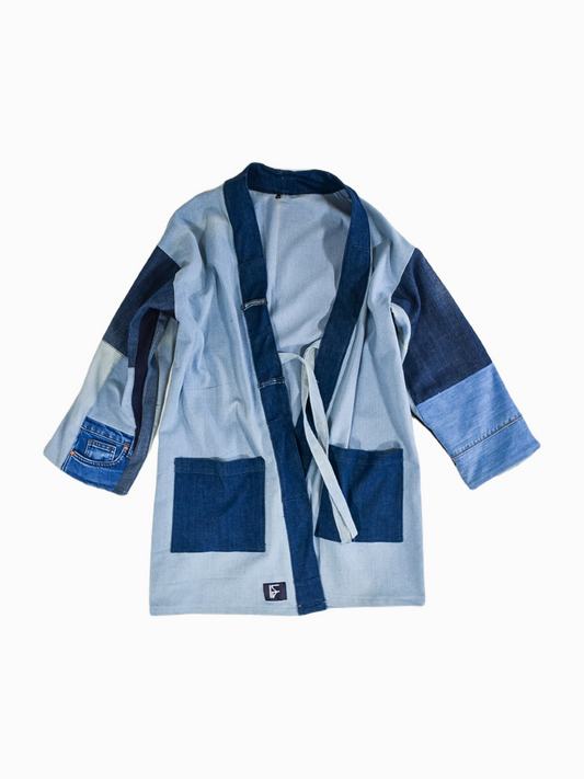 IF DENIM | Sustainable Patchwork Kimono Mid-Length L - IF DENIM