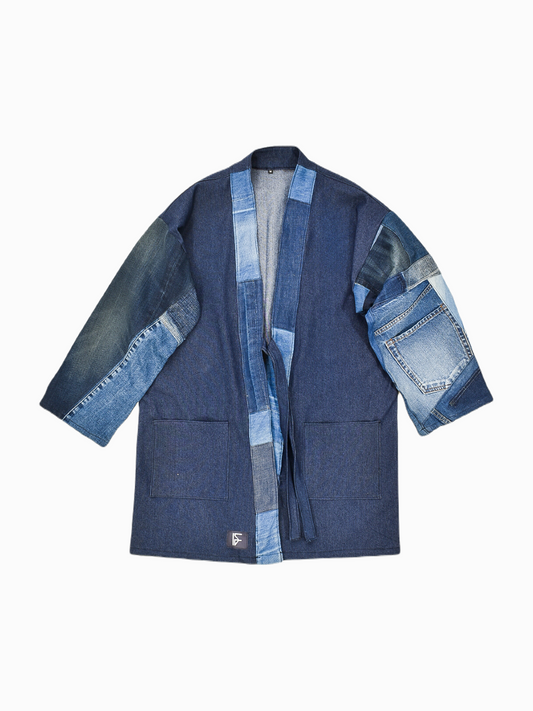 IF DENIM | Sustainable Patchwork Kimono Mid-Length M - IF DENIM