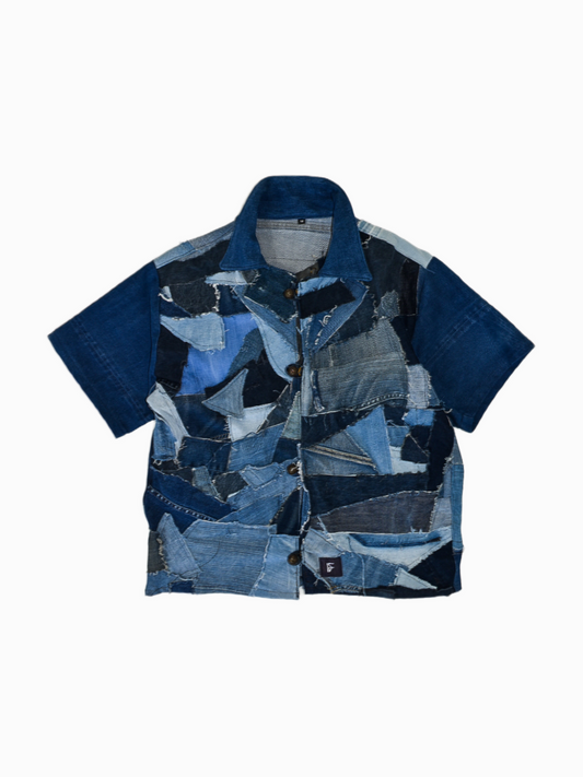 ALS DENIM | Duurzame handgemaakte cropped vintage jas XS