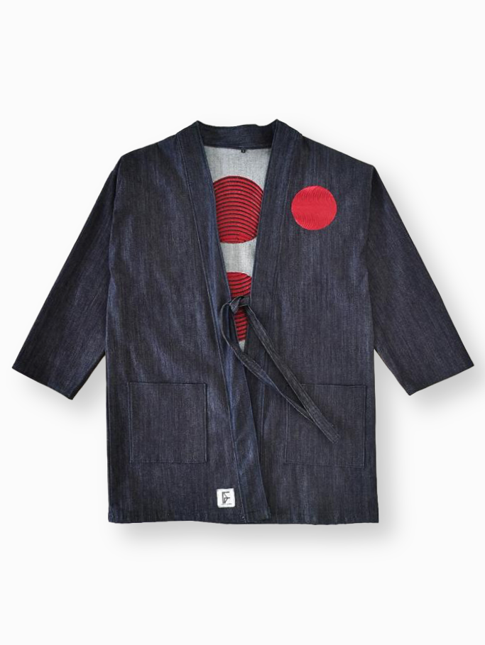 IF DENIM TEGENDRAADS kimono featuring a stylish, patterned design and relaxed fit, perfect for casual or fashion-forward outfits.
