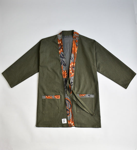 ALS DENIM | Duurzame handgemaakte Batik Kimono Legergroen