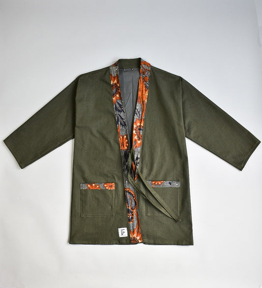 IF DENIM | Sustainable Handcrafted Batik Kimono Army Green - IF DENIM