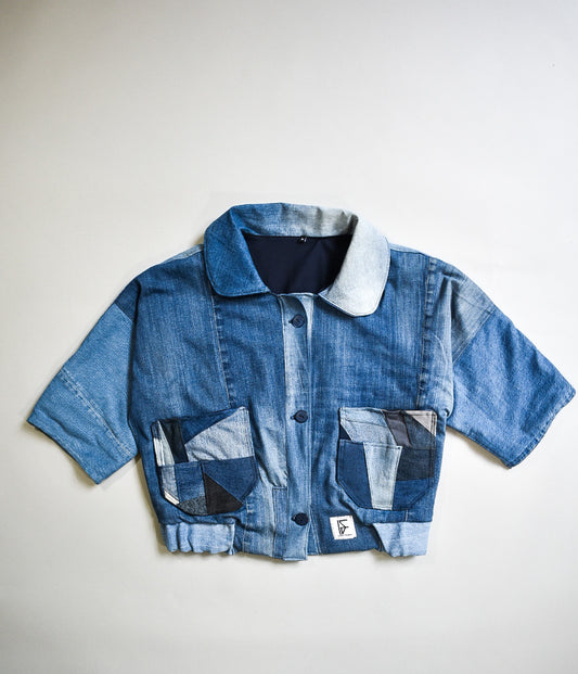 IF DENIM | Sustainable Handcrafted Cropped Vintage Jacket M - IF DENIM