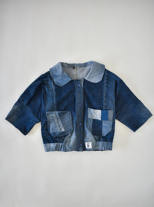 IF DENIM | Sustainable Handcrafted Cropped Vintage Jacket XL - IF DENIM