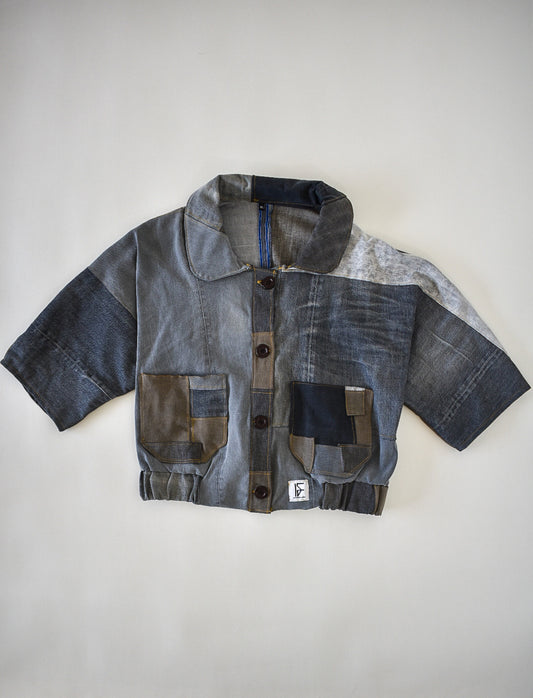 IF DENIM | Sustainable Handcrafted Cropped Vintage Jacket XXL - IF DENIM