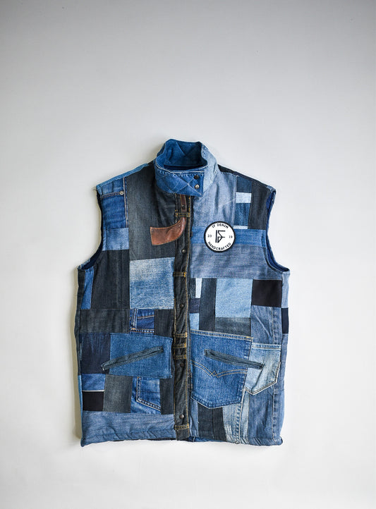 IF DENIM | Sustainable Handcrafted Patchwork Bodyvest Mid Length M - IF DENIM