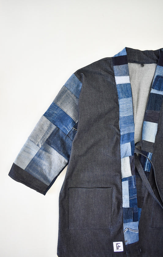 IF DENIM | Sustainable Handcrafted Patchwork Kimono Mid Length - IF DENIM